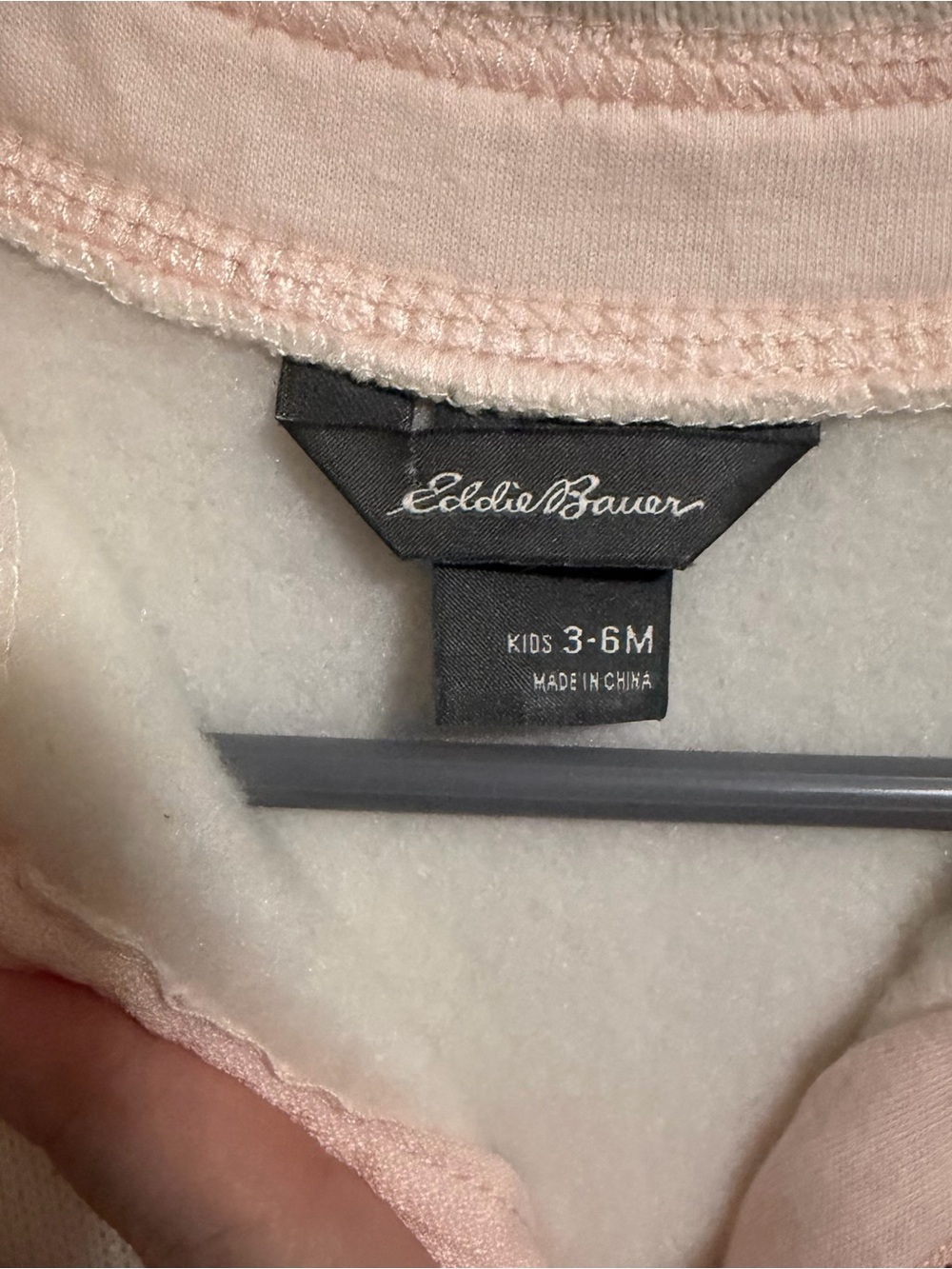 Eddie Bauer Baby Girl Fleece One Piece Pink Cream Zip Up Outfit 3-6M - Picture 3 of 5